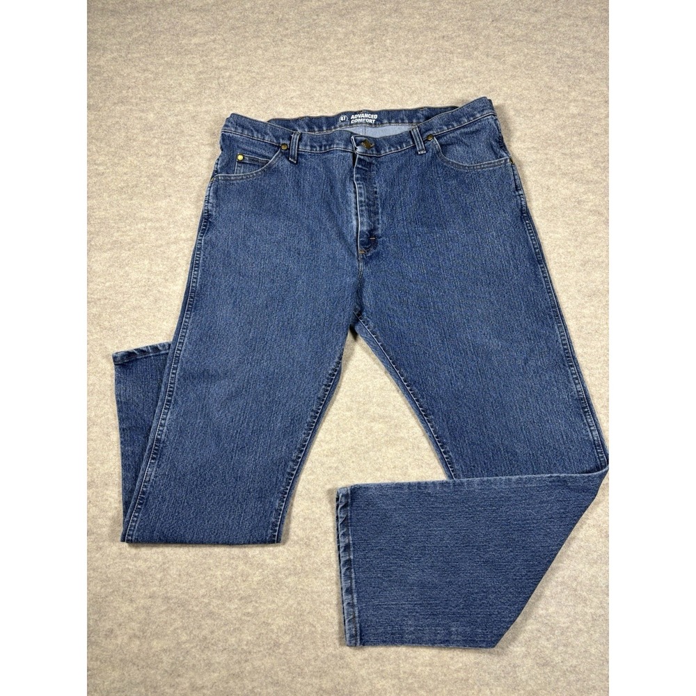 Wrangler Advanced Comfort Jeans Mens 40x32 Slim Fit Blue Denim Wash 47MAAMS